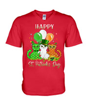 Load image into Gallery viewer, Lovely Cat And Balloons Happy St Patrick's Day Gift For Cat Lovers Guys V-Neck