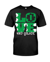 Load image into Gallery viewer, 2nd Grade Love White Clover St Patrick's Day Gift For Teacher Guys Tee
