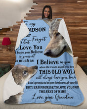 Load image into Gallery viewer, Wolf Grandma Gift For Grandson Believe In Yourself Sherpa Blanket