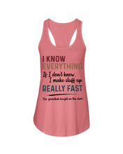 Load image into Gallery viewer, Gift For Grandpa I Know Everything If I Don't Know I Make Stuff Up Ladies Flowy Tank