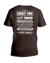 Load image into Gallery viewer, Lucky Son Who Raised By A Freaking Awesome June Mom Guys V-Neck
