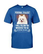 Load image into Gallery viewer, White Pomeranian Will Follow You St. Patrick's Day Printed Mug Guys Tee