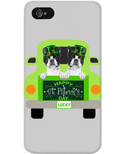 Load image into Gallery viewer, Boston Terrier Let's Go Travel Green Car St Patrick's Day Gift For Dog Lovers Phone case