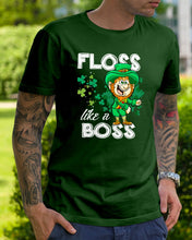 Load image into Gallery viewer, Funny Leprechaun Floss Like A Boss Shamrock Design St Patrick's Day Gift Guys Tee