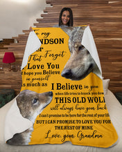 Load image into Gallery viewer, Wolf Grandma Gift For Grandson Believe In Yourself Sherpa Blanket