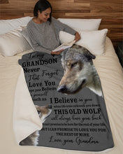 Load image into Gallery viewer, Wolf Grandma Gift For Grandson Believe In Yourself Sherpa Blanket