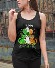 Load image into Gallery viewer, Lovely Cat And Balloons Happy St Patrick's Day Gift For Cat Lovers Ladies Flowy Tank