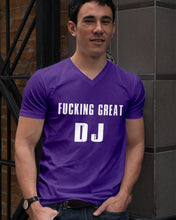 Load image into Gallery viewer, Fucking Great DJ Black And White Printed Mug Guys V-Neck
