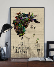 Load image into Gallery viewer, Hummingbird Girl With Brave Wings She Flies Gift For Women Vertical Poster