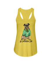 Load image into Gallery viewer, Bulldog Green Tee St Patrick's Day Gift For Dog Lovers Ladies Flowy Tank