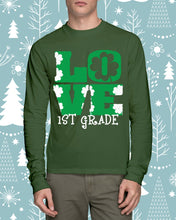 Load image into Gallery viewer, 1st Grade Love White Clover St Patrick's Day Gift For Teacher Unisex Long Sleeve