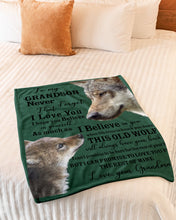 Load image into Gallery viewer, Wolf Grandma Gift For Grandson Believe In Yourself Fleece Blanket