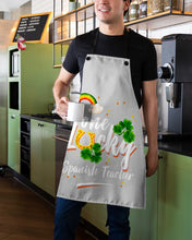 Load image into Gallery viewer, Rainbow And Cloud Horseshoe One Lucky Spanish Teacher St Patrick's Day Gift Apron