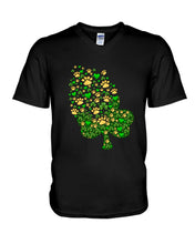 Load image into Gallery viewer, Dog Paws And Clover Shamrock Design St Patrick's Day Gift For Dog Lovers Guys V-Neck