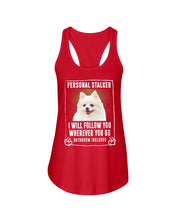 Load image into Gallery viewer, White Pomeranian Will Follow You St. Patrick's Day Printed Mug Ladies Flowy Tank