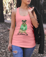 Load image into Gallery viewer, Bulldog Green Tee St Patrick's Day Gift For Dog Lovers Ladies Flowy Tank