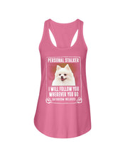 Load image into Gallery viewer, White Pomeranian Will Follow You St. Patrick's Day Printed Mug Ladies Flowy Tank