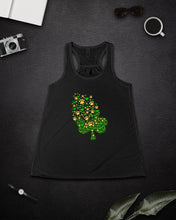 Load image into Gallery viewer, Dog Paws And Clover Shamrock Design St Patrick's Day Gift For Dog Lovers Ladies Flowy Tank