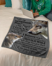 Load image into Gallery viewer, Wolf Grandma Gift For Grandson Believe In Yourself Fleece Blanket