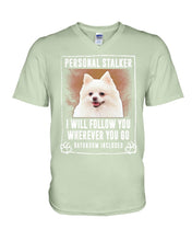 Load image into Gallery viewer, White Pomeranian Will Follow You St. Patrick's Day Printed Mug Guys V-Neck