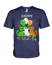 Load image into Gallery viewer, Lovely Cat And Balloons Happy St Patrick's Day Gift For Cat Lovers Guys V-Neck