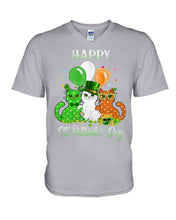 Load image into Gallery viewer, Lovely Cat And Balloons Happy St Patrick's Day Gift For Cat Lovers Guys V-Neck