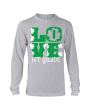 Load image into Gallery viewer, 1st Grade Love White Clover St Patrick's Day Gift For Teacher Unisex Long Sleeve