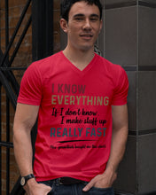 Load image into Gallery viewer, Gift For Grandpa I Know Everything If I Don't Know I Make Stuff Up Guys V-Neck