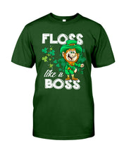 Load image into Gallery viewer, Funny Leprechaun Floss Like A Boss Shamrock Design St Patrick's Day Gift Guys Tee