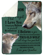 Load image into Gallery viewer, Wolf Grandma Gift For Grandson Believe In Yourself Sherpa Blanket