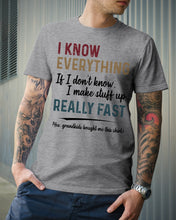 Load image into Gallery viewer, Gift For Grandpa I Know Everything If I Don't Know I Make Stuff Up Guys Tee