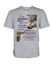 Load image into Gallery viewer, Wolf Grandma Gift For Grandson Believe In Yourself Guys V-Neck