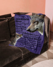 Load image into Gallery viewer, Wolf Grandma Gift For Grandson Believe In Yourself Fleece Blanket