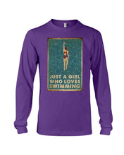Load image into Gallery viewer, Just A Girl Who Loves Swimming Gift For Girls Unisex Long Sleeve