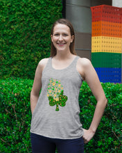 Load image into Gallery viewer, Dog Paws And Clover Shamrock Design St Patrick's Day Gift For Dog Lovers Ladies Flowy Tank