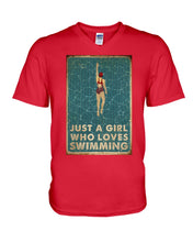 Load image into Gallery viewer, Just A Girl Who Loves Swimming Gift For Girls Guys V-Neck