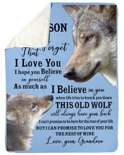 Load image into Gallery viewer, Wolf Grandma Gift For Grandson Believe In Yourself Sherpa Blanket