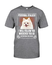 Load image into Gallery viewer, White Pomeranian Will Follow You St. Patrick's Day Printed Mug Guys Tee