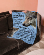 Load image into Gallery viewer, Wolf Grandma Gift For Grandson Believe In Yourself Fleece Blanket