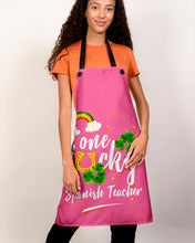 Load image into Gallery viewer, Rainbow And Cloud Horseshoe One Lucky Spanish Teacher St Patrick's Day Gift Apron
