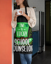Load image into Gallery viewer, Green Top Hat I'm A Lucky School Counselor St Patrick's Day Gift Apron