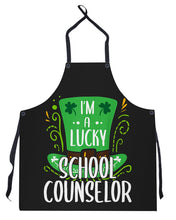 Load image into Gallery viewer, Green Top Hat I'm A Lucky School Counselor St Patrick's Day Gift Apron