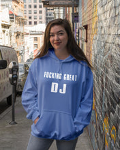Load image into Gallery viewer, Fucking Great DJ Black And White Printed Mug Hoodie
