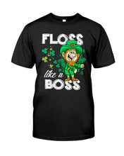 Load image into Gallery viewer, Funny Leprechaun Floss Like A Boss Shamrock Design St Patrick's Day Gift Guys Tee