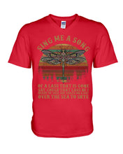 Load image into Gallery viewer, Sing Me A Song Dragonfly Retro Vintage Guys V-Neck