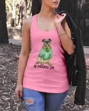 Load image into Gallery viewer, Bulldog Green Tee St Patrick's Day Gift For Dog Lovers Ladies Flowy Tank