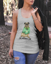 Load image into Gallery viewer, Bulldog Green Tee St Patrick's Day Gift For Dog Lovers Ladies Flowy Tank