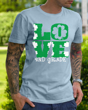 Load image into Gallery viewer, 2nd Grade Love White Clover St Patrick's Day Gift For Teacher Guys Tee