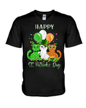Load image into Gallery viewer, Lovely Cat And Balloons Happy St Patrick's Day Gift For Cat Lovers Guys V-Neck