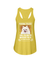 Load image into Gallery viewer, White Pomeranian Will Follow You St. Patrick's Day Printed Mug Ladies Flowy Tank